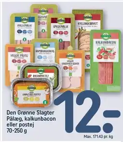 REMA 1000 Den Grønne Slagter Pålæg, kalkunbacon eller postej tilbud