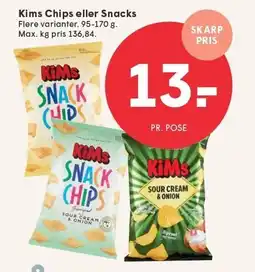 SPAR Kims Chips eller Snacks tilbud