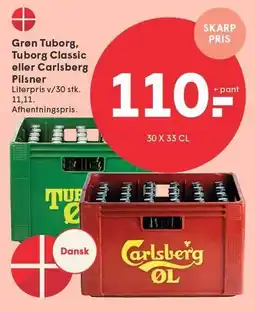 SPAR Grøn Tuborg, Tuborg Classic eller Carlsberg Pilsner tilbud