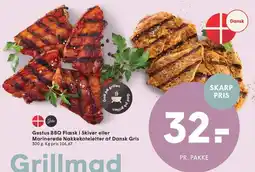 SPAR Gestus BBQ Flæsk i Skiver eller Marinerede Nakkekoteletter af Dansk Gris tilbud