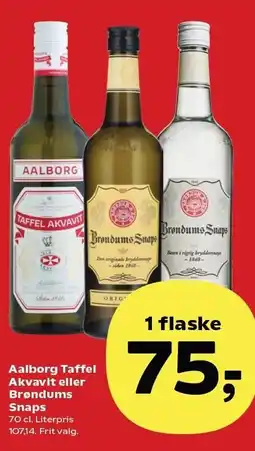 SuperBrugsen Aalborg Taffel Akvavit eller Brøndums Snaps tilbud