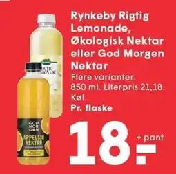 SPAR Rynkeby Rigtig Lemonade, Økologisk Nektar eller God Morgen Nektar tilbud