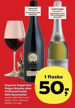 SuperBrugsen Ripasso Superiore Pagus Bisano eller Fontanafredda Asti Spumante tilbud