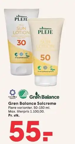 SPAR Grøn Balance Solcreme tilbud