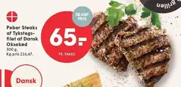 SPAR Peber Steaks af Tykstegsfilet af Dansk Oksekød tilbud