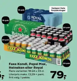 SuperBrugsen Faxe Kondi, Pepsi Max, Heineken eller Royal tilbud