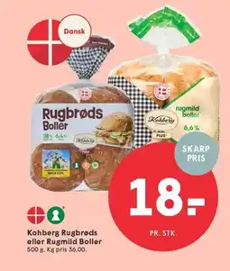 SPAR Kohberg Rugbrøds eller Rugmild Boller tilbud