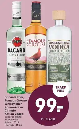 Bacardi Rom, Famous Grouse Whisky eller Koskenkorva Climate Action Vodka