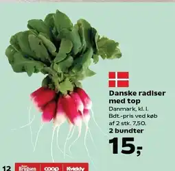 SuperBrugsen Dansk radiser med top - 2 bundter tilbud