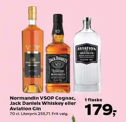 SuperBrugsen Normandin VSOP Cognac, Jack Daniels Whiskey eller Aviation Gin tilbud