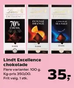 SuperBrugsen Lindt Excellence chokolade 100 g tilbud
