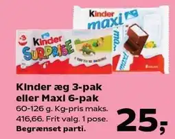 Kinder æg 3-pak eller Maxi 6-pak