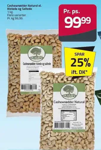 Fleggaard Cashewnødder Naturel el. Ristede og Saltede tilbud