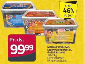 Fleggaard Malaco Familie Guf, Lagerman Konfekt el. Godt & Blandet tilbud