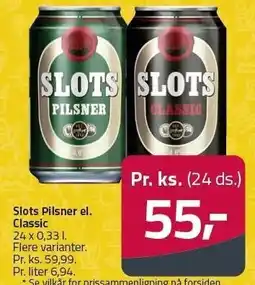 Fleggaard Slots Pilsner el. Classic tilbud