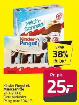 Fleggaard Kinder Pingui el. Mælkesnitte tilbud