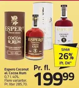 Fleggaard Espero Coconut el. Cocoa Rum tilbud