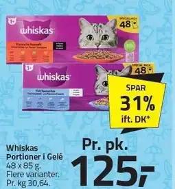 Fleggaard Whiskas Portioner i Gelé 48x85 g tilbud