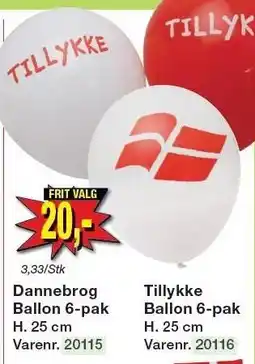 Harald Nyborg Dannebrog Ballon 6-pak eller Tillykke Ballon 6-pak tilbud