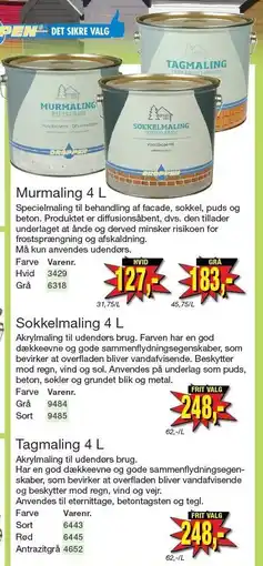 Harald Nyborg DROPPEN Murmaling 4 L, Sokkelmaling 4 L eller Tagmaling 4 L tilbud