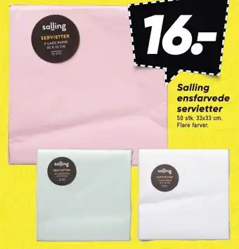 Bilka Salling ensfarvede servietter tilbud