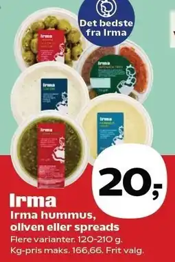 Kvickly Irma hummus, oliven eller spreads tilbud