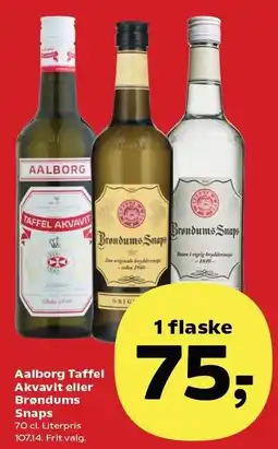Kvickly Aalborg Taffel Akvavit eller Brøndums Snaps tilbud