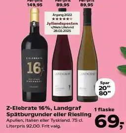 Kvickly Z-Elebrate 16%, Landgraf Spätburgunder eller Riesling tilbud