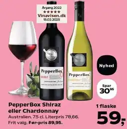 Kvickly PepperBox Shiraz eller Chardonnay tilbud
