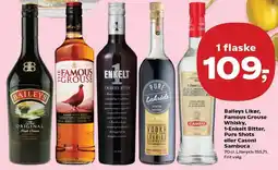 Kvickly Baileys Likør, Famous Grouse Whisky, 1-Enkelt Bitter, Pure Sots eller Casoni Sambuca tilbud