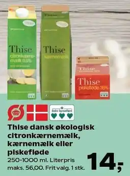 Kvickly Thise dansk økologisk citronkærnemælk, kærnemælk eller piskefløde tilbud