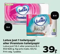Kvickly Lotus just 1 toiletpapir eller Premium toiletpapir tilbud
