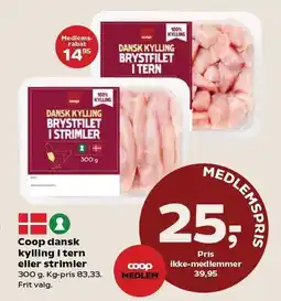 Kvickly Coop dansk kylling i tern eller strimler tilbud