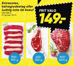 Bilka Entrecotes, kalvegrydesteg eller Ludvig cote de boeuf tilbud