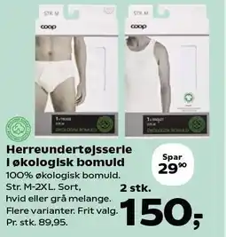 Kvickly Herreundertøjsserie i økologisk bomuld tilbud