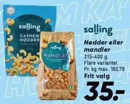 Bilka Nødder eller mandler tilbud