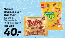 Bilka MALACO slikpose eller Twix mini tilbud