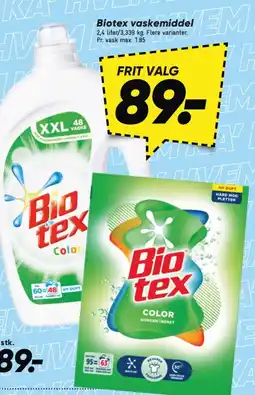 Bilka BIOTEX vaskemiddel tilbud