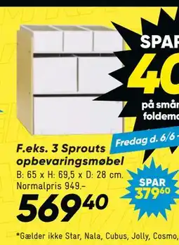 Bilka 3 Sprouts opbevaringsmøbel tilbud