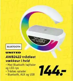 AWB2422 trådløst vækkeur i hvid