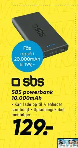 Bilka SBS powerbank 10.000mAh tilbud