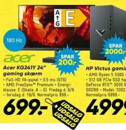 Bilka Acer KG241Y 24” gaming skærm tilbud