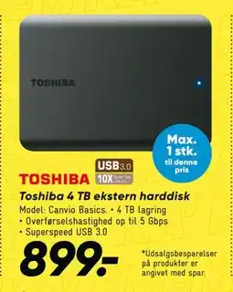 Bilka Toshiba 4 TB ekstern harddisk tilbud