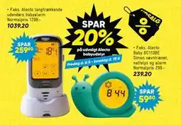 Bilka Alecto Baby BC110BE Simon søvntræner, nattelys og alarm tilbud