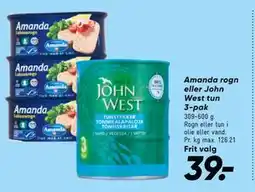 Bilka Amanda rogn eller John West tun 3-pak tilbud