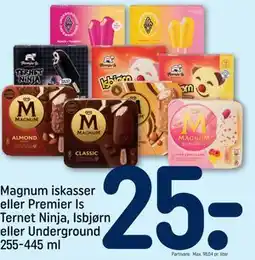 REMA 1000 Magnum iskasser eller Premier Is Ternet Ninja, Isbjørn eller Underground tilbud