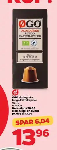 Netto ØGO økologiske lungo kaffekapsler tilbud