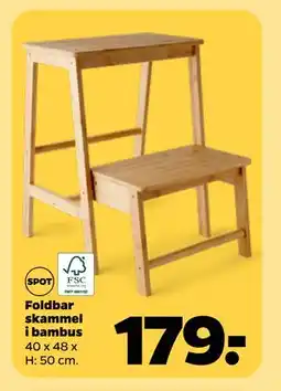 Netto Foldbar skammel i bambus tilbud