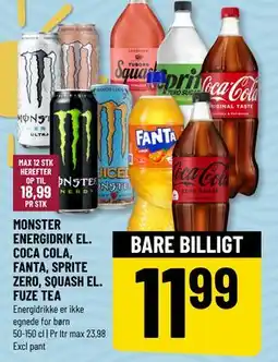 Løvbjerg MONSTER ENERGIDRIK EL. COCA COLA, FANTA, SPRITE ZERO, SQUASH EL. FUZE TEA tilbud