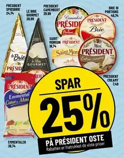 Løvbjerg SPAR 25% PÅ PRÉSIDENT OSTE tilbud